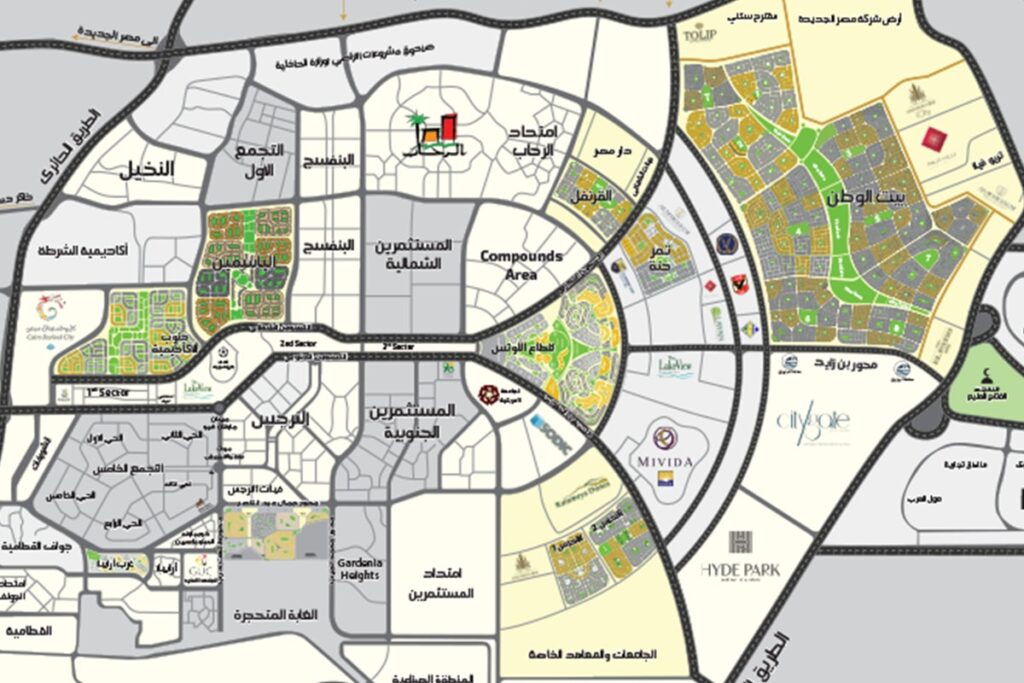 خريطة توضح احياء تبوك